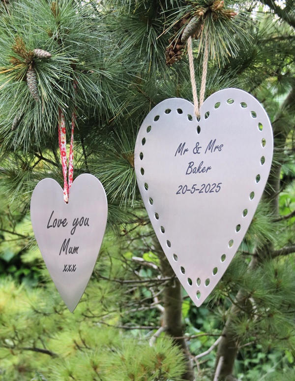 Engraved Metal hearts for special occasions